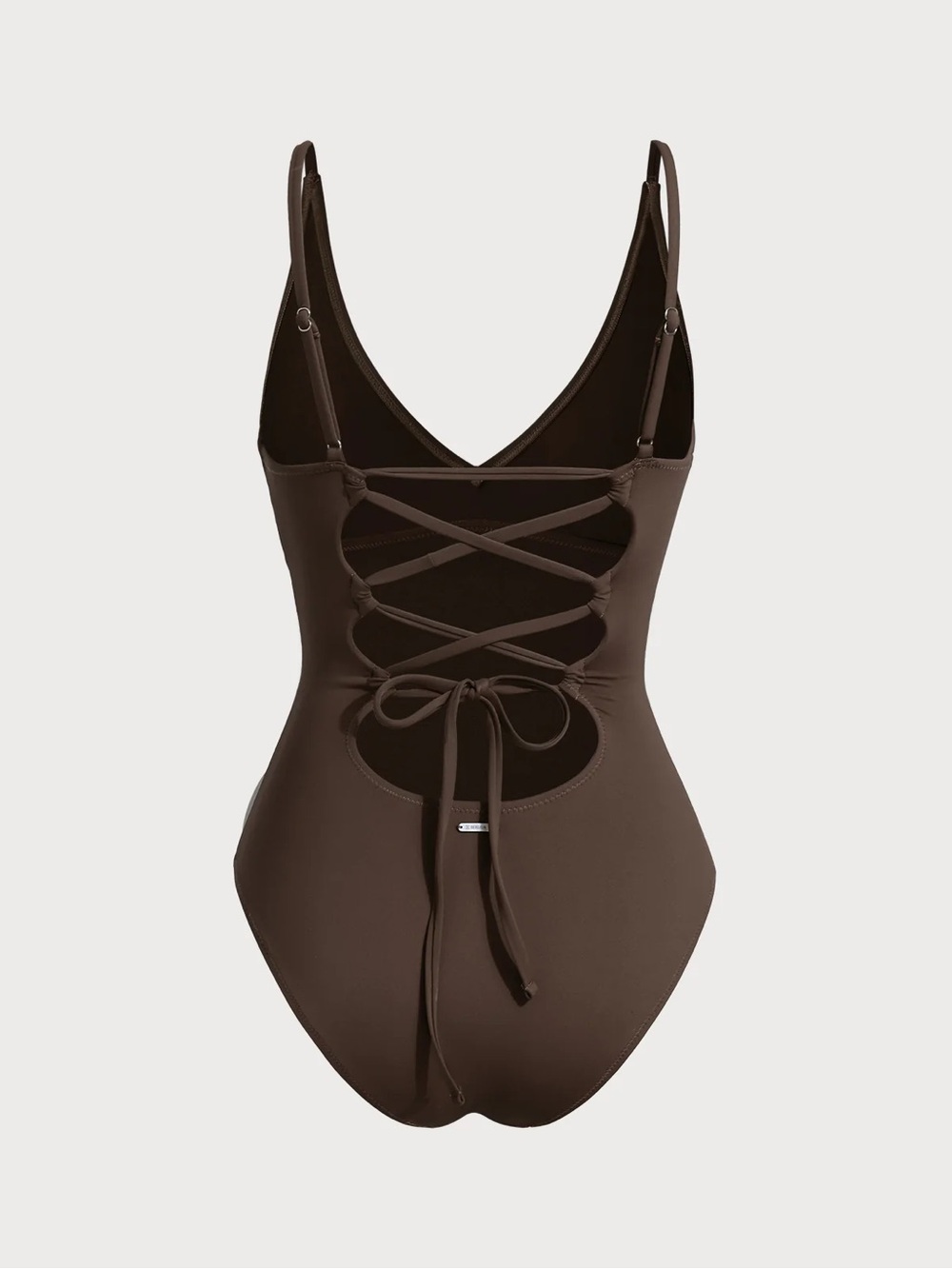 Berlook Dark Coffee V Neck Tummy Control One-Piece Swimsuit - Picture 6 of 7